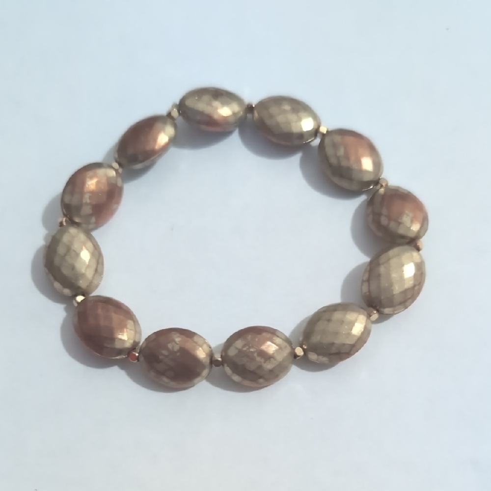 Source Unknown Gold and Brown Lustrous Bead Bracelet